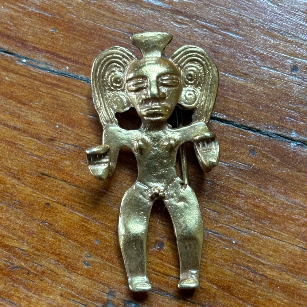 Alva Studios Mayan Gold Tone Pin